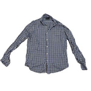 Luke & Dutch New York City Men’s Blue White Plaid Button Down 100% Cotton Shirt